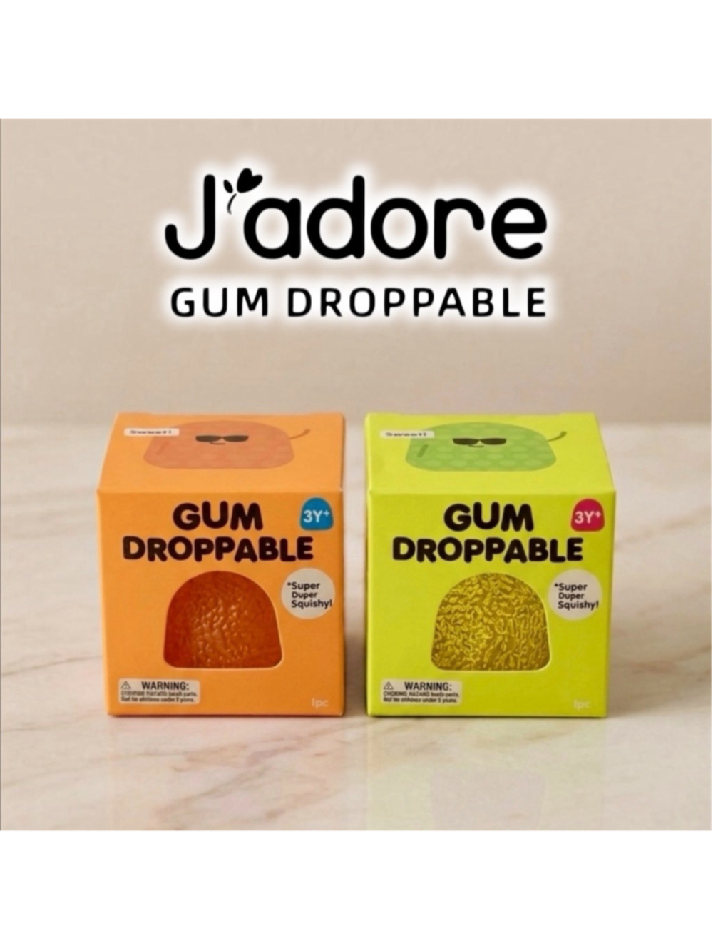 J'adore Gum Droppable Squishy Toy Set of 2 Orange Green Sensory Stress Relief* - Picture 1 of 4